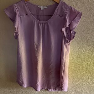 Haute Monde Lavender Ruffle Sleeve Blouse